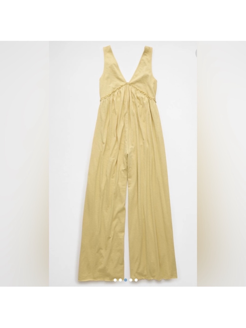 American Eagle Sleeveless Wide-Leg Jumpsuit in Light Yellow NWOT - Picture 1 of 3